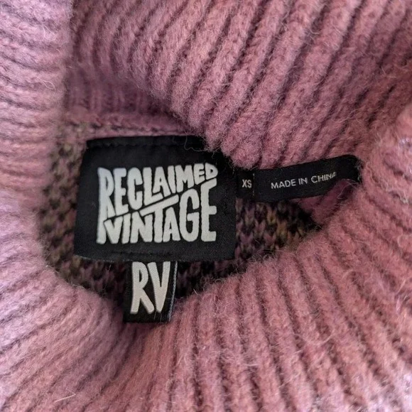 ASOS Reclaimed Vintage Plaid Check Balloon Sleeve Cropped Turtleneck Sweater XS - Picture 9 of 10